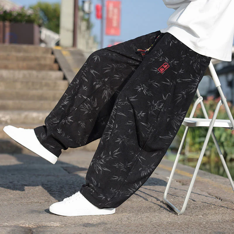 Pantaloni da uomo casual in cotone con tasche, ricamati con Buddha Stones - Image 8