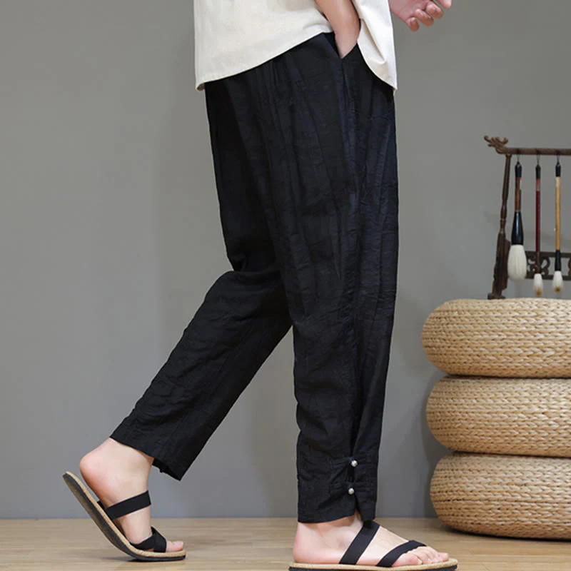 Pantaloni da uomo con coulisse e bottone alla caviglia in bambù Buddha Stones con tasche - Image 17