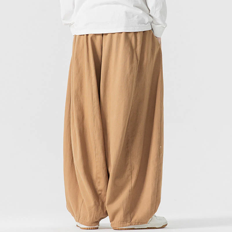 Pantaloni da uomo in cotone a gamba larga con tasche e coulisse, modello invernale Buddha Stones - Image 11