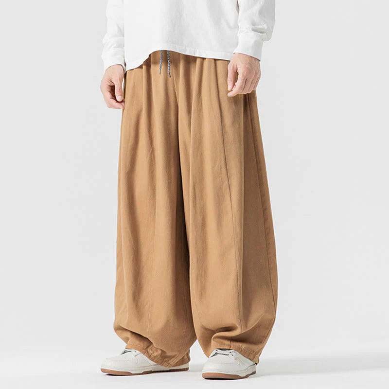 Pantaloni da uomo in cotone a gamba larga con tasche e coulisse, modello invernale Buddha Stones - Image 12