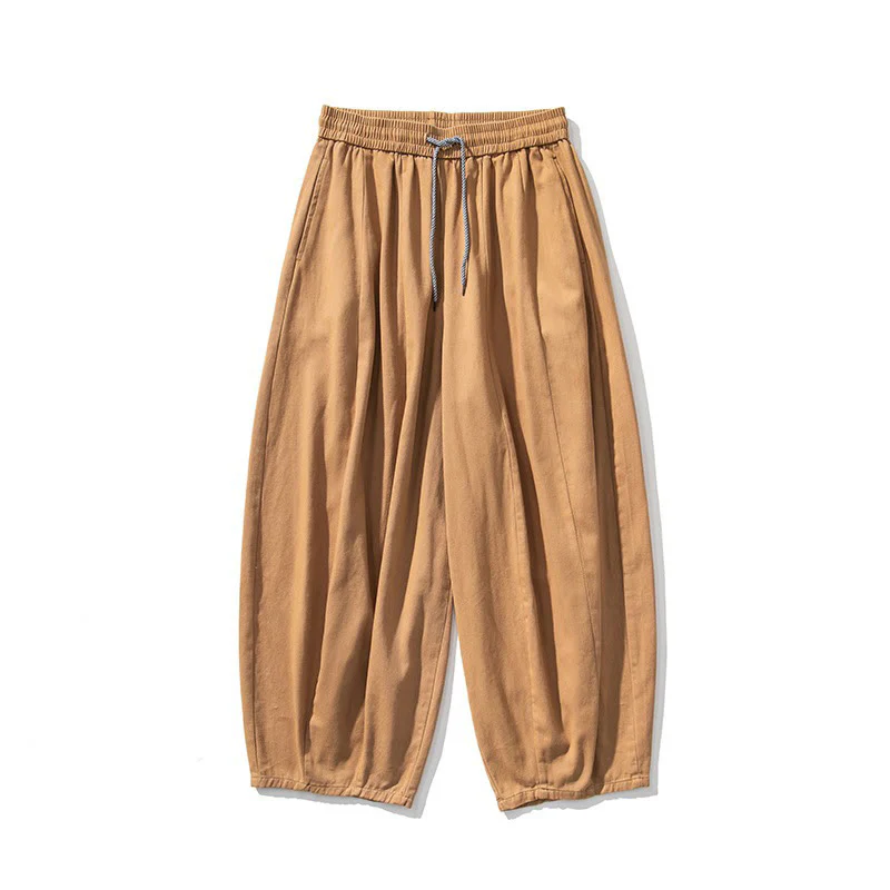 Pantaloni da uomo in cotone a gamba larga con tasche e coulisse, modello invernale Buddha Stones - Image 18