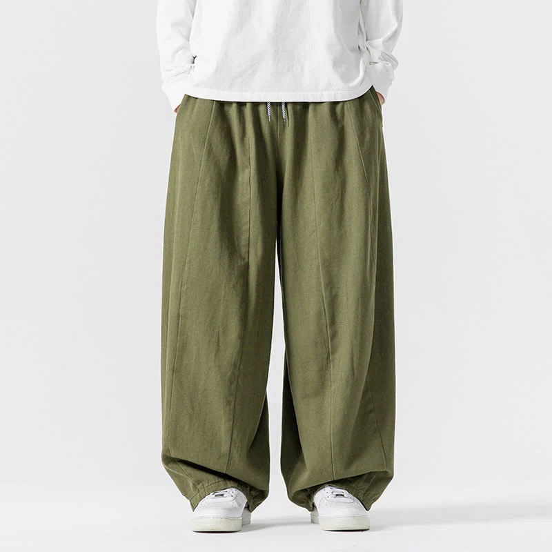Pantaloni da uomo in cotone a gamba larga con tasche e coulisse, modello invernale Buddha Stones - Image 19