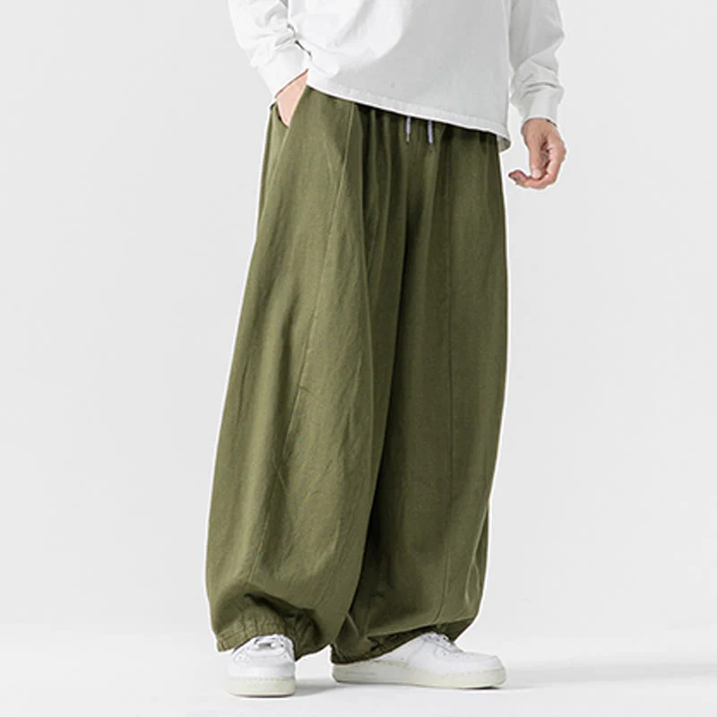 Pantaloni da uomo in cotone a gamba larga con tasche e coulisse, modello invernale Buddha Stones - Image 22