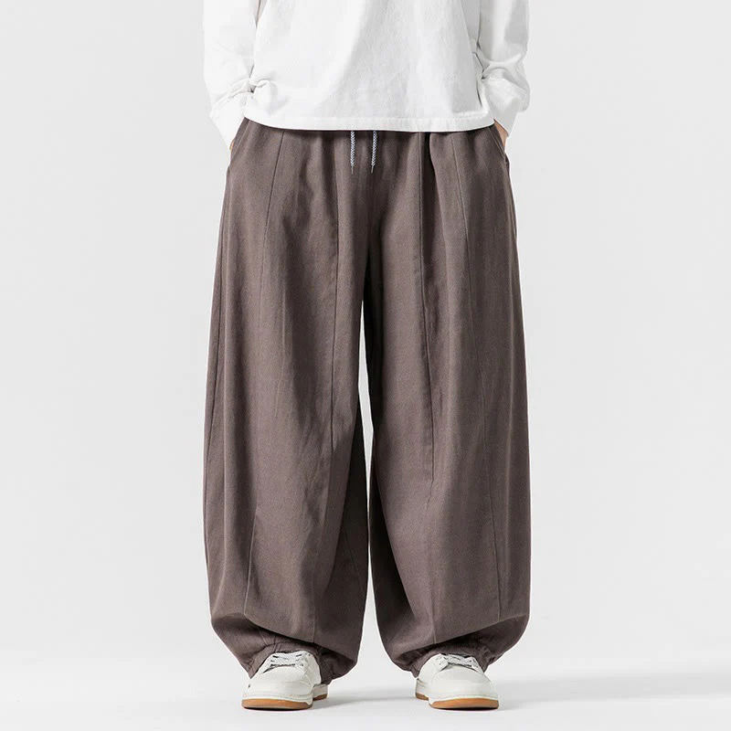 Pantaloni da uomo in cotone a gamba larga con tasche e coulisse, modello invernale Buddha Stones - Image 25