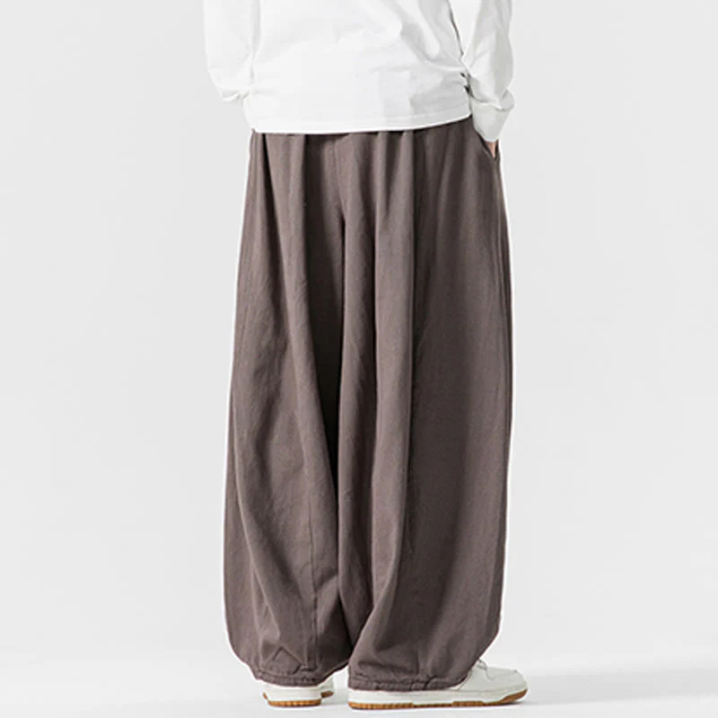 Pantaloni da uomo in cotone a gamba larga con tasche e coulisse, modello invernale Buddha Stones - Image 27