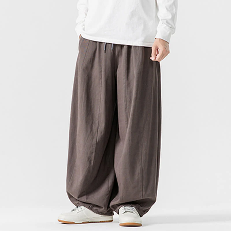 Pantaloni da uomo in cotone a gamba larga con tasche e coulisse, modello invernale Buddha Stones - Image 28