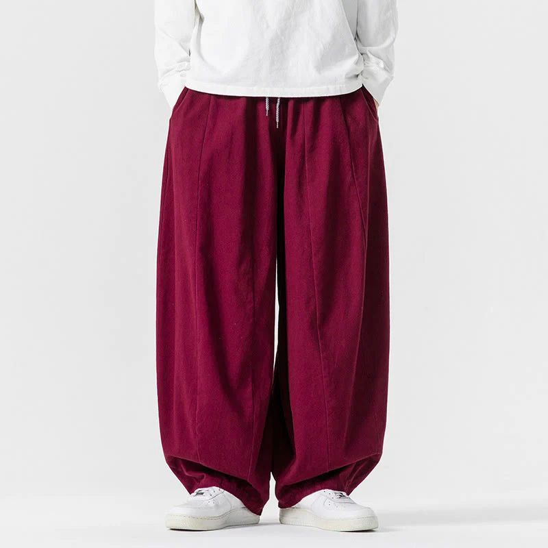 Pantaloni da uomo in cotone a gamba larga con tasche e coulisse, modello invernale Buddha Stones - Image 32