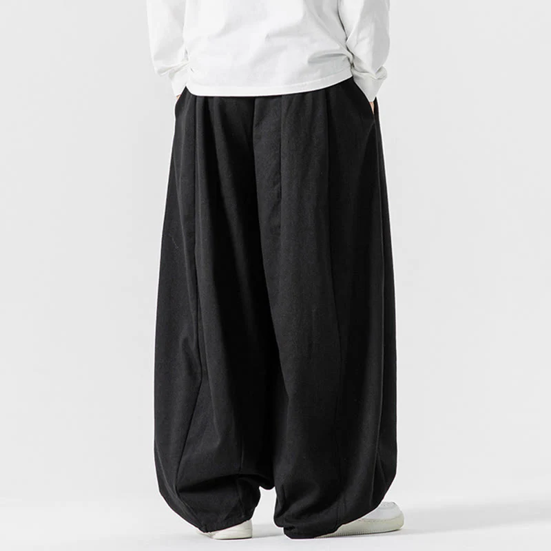 Pantaloni da uomo in cotone a gamba larga con tasche e coulisse, modello invernale Buddha Stones - Image 41