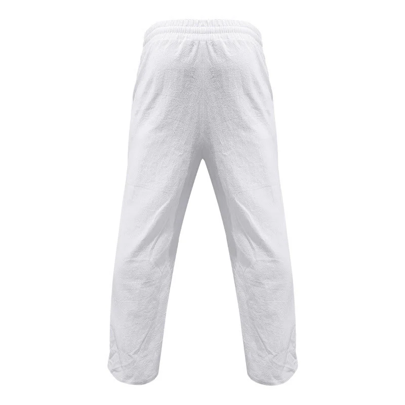 Pantaloni da uomo in cotone casual con bottoni in tinta unita e tasche Buddha Stones - Image 2