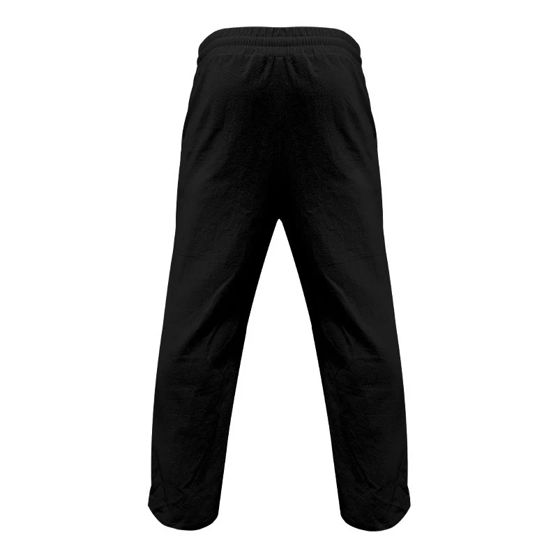 Pantaloni da uomo in cotone casual con bottoni in tinta unita e tasche Buddha Stones - Image 7