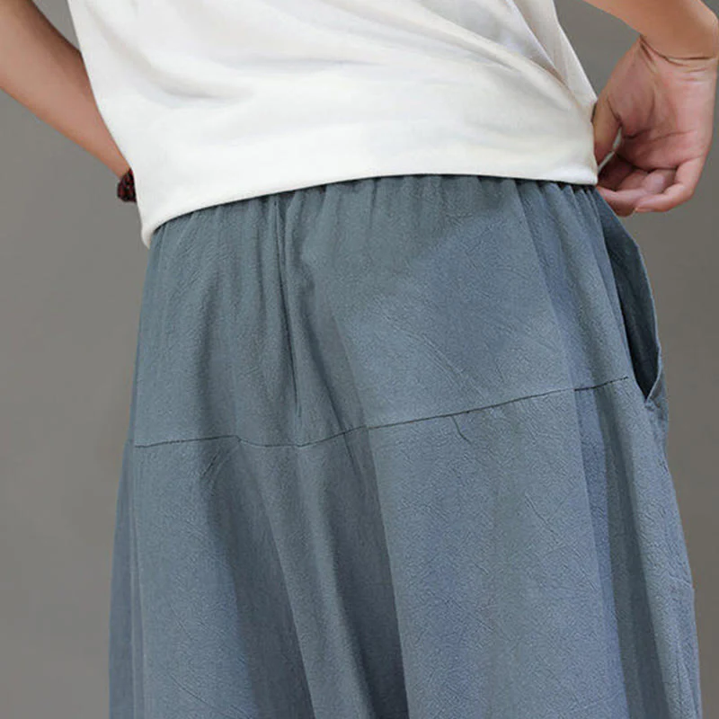 Pantaloni da uomo in cotone con elastico in vita, gamba larga, con coulisse, modello Buddha Stones, casual, tinta unita, cavallo basso, tasche - Image 13