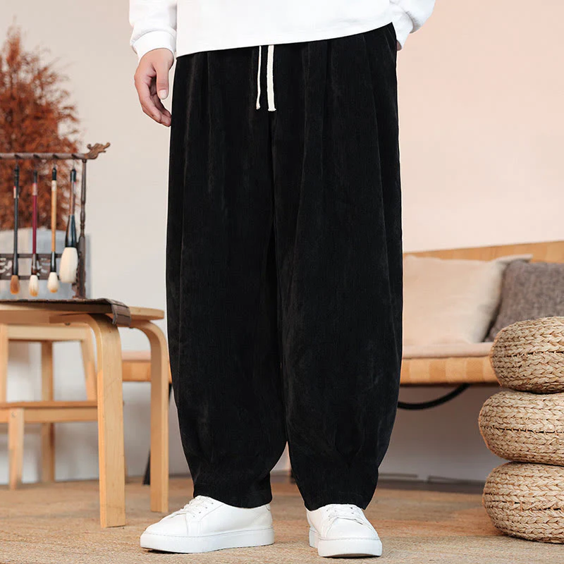 Pantaloni da uomo in cotone con tasche, casual, tinta unita e design semplice, con Buddha Stones - Image 10