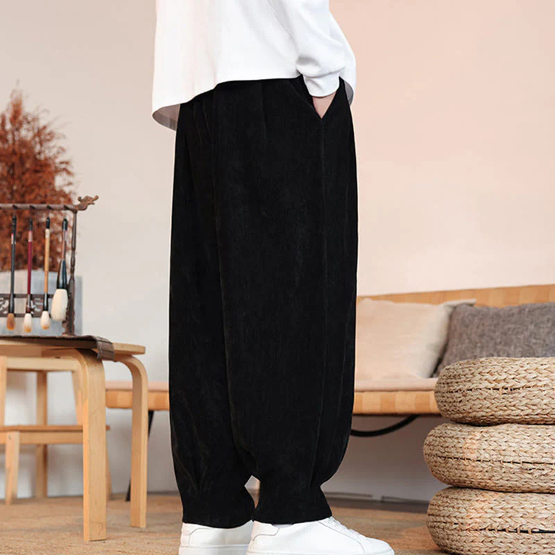 Pantaloni da uomo in cotone con tasche, casual, tinta unita e design semplice, con Buddha Stones - Image 11