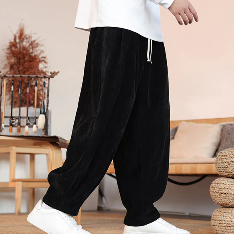 Pantaloni da uomo in cotone con tasche, casual, tinta unita e design semplice, con Buddha Stones - Image 12