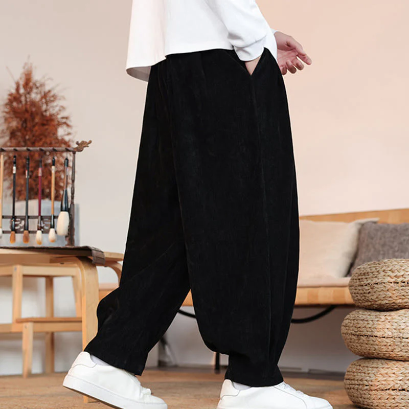 Pantaloni da uomo in cotone con tasche, casual, tinta unita e design semplice, con Buddha Stones - Image 16