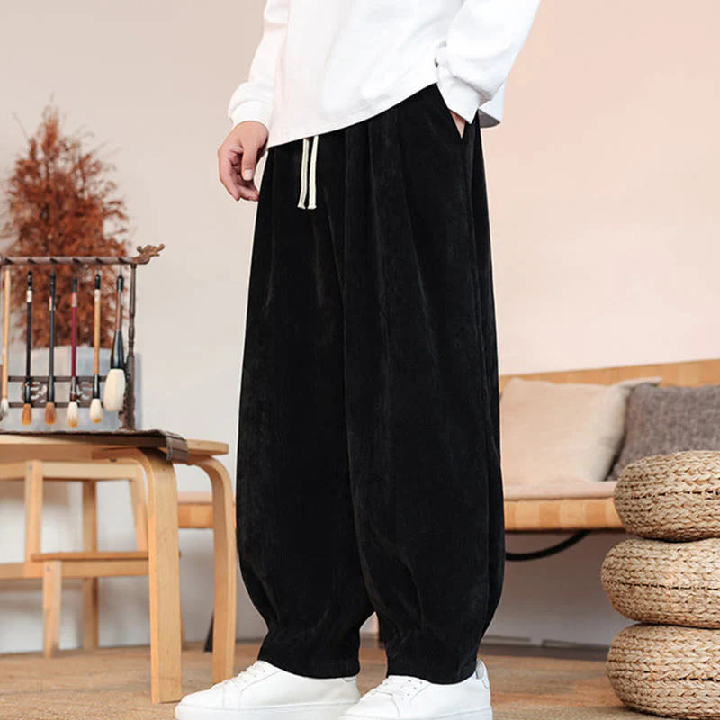 Pantaloni da uomo in cotone con tasche, casual, tinta unita e design semplice, con Buddha Stones - Image 17