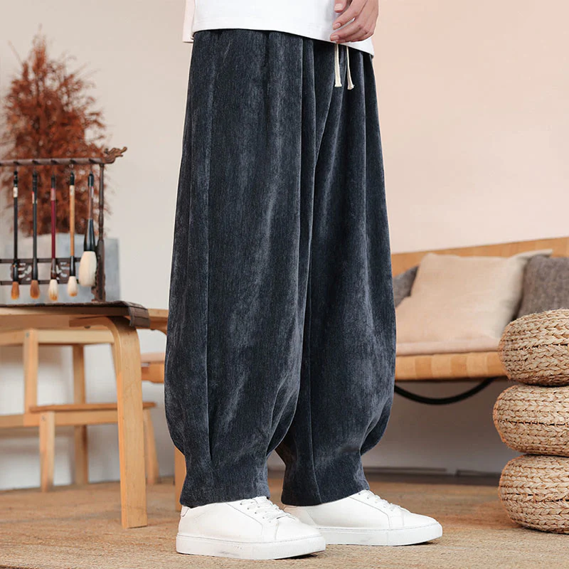 Pantaloni da uomo in cotone con tasche, casual, tinta unita e design semplice, con Buddha Stones - Image 18