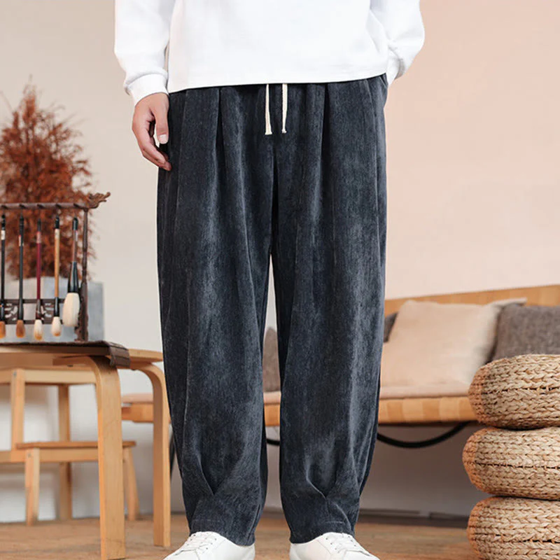 Pantaloni da uomo in cotone con tasche, casual, tinta unita e design semplice, con Buddha Stones - Image 19