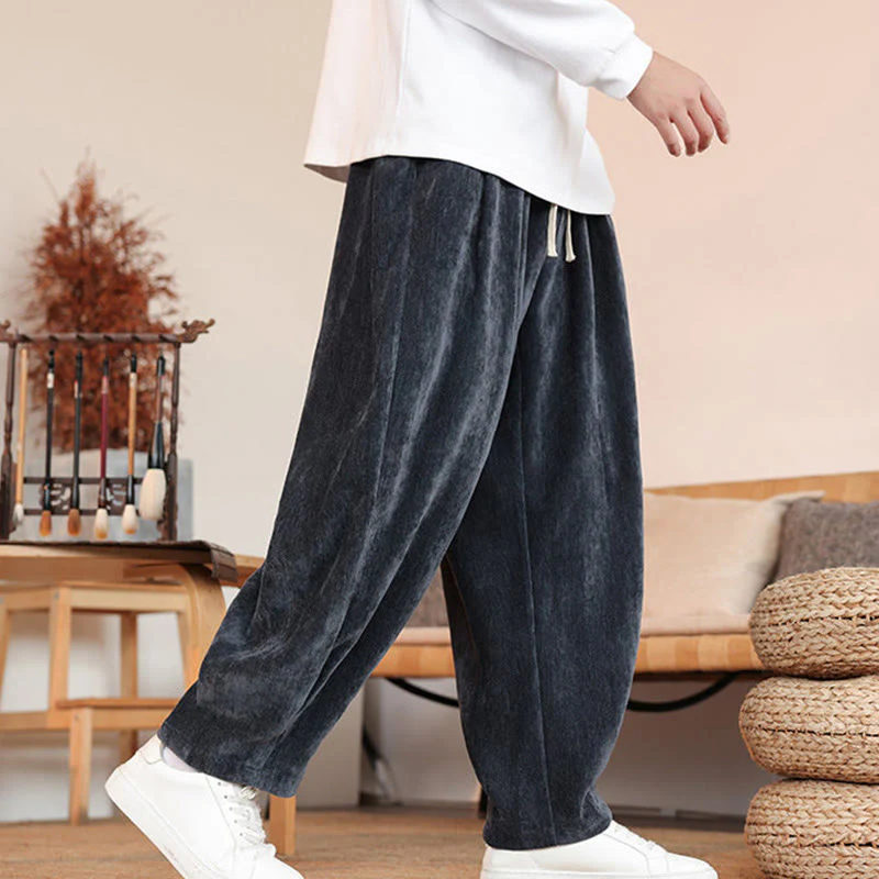 Pantaloni da uomo in cotone con tasche, casual, tinta unita e design semplice, con Buddha Stones - Image 22