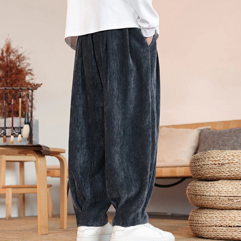 Pantaloni da uomo in cotone con tasche, casual, tinta unita e design semplice, con Buddha Stones - Image 23