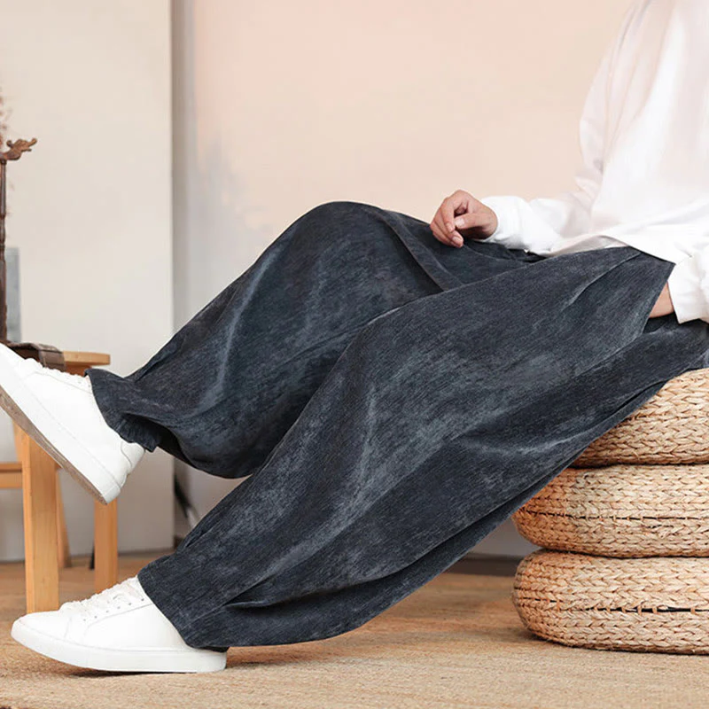Pantaloni da uomo in cotone con tasche, casual, tinta unita e design semplice, con Buddha Stones - Image 25