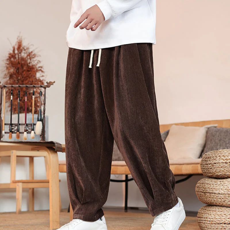 Pantaloni da uomo in cotone con tasche, casual, tinta unita e design semplice, con Buddha Stones - Image 3