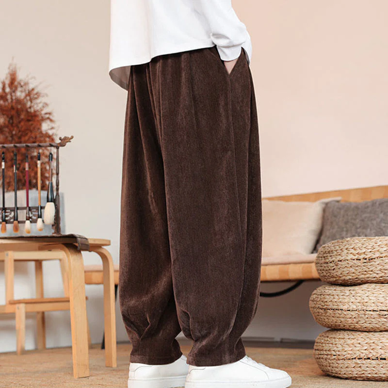 Pantaloni da uomo in cotone con tasche, casual, tinta unita e design semplice, con Buddha Stones - Image 4
