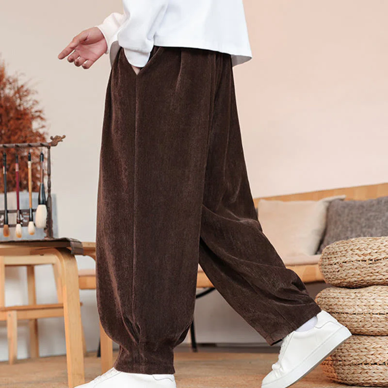 Pantaloni da uomo in cotone con tasche, casual, tinta unita e design semplice, con Buddha Stones - Image 5