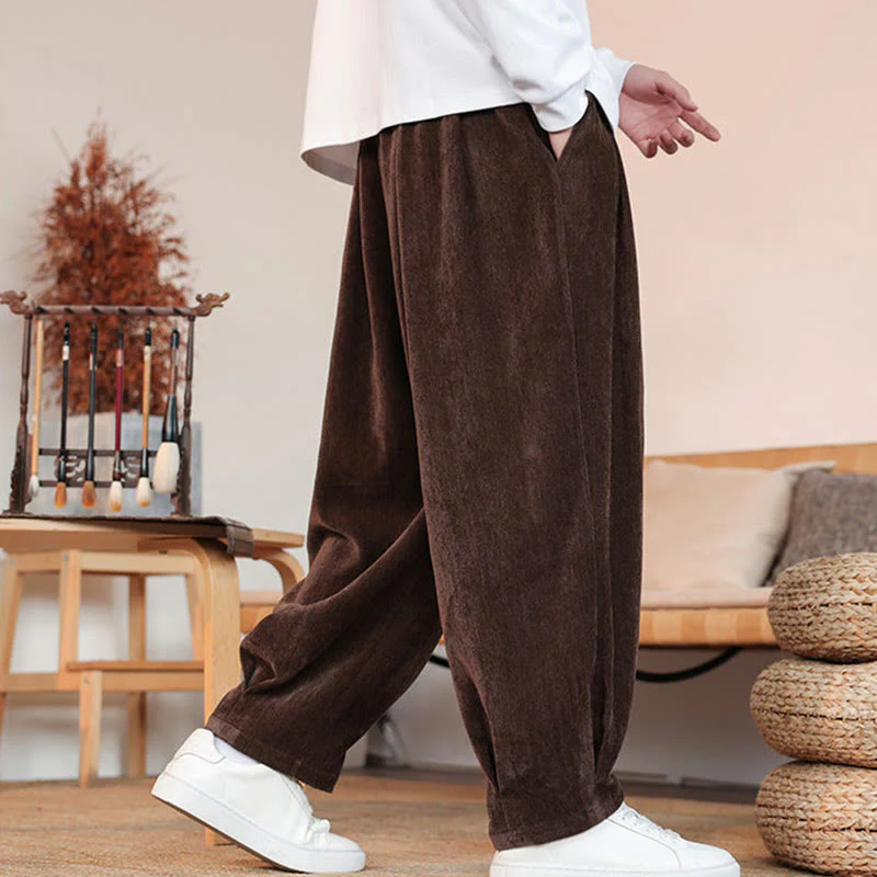 Pantaloni da uomo in cotone con tasche, casual, tinta unita e design semplice, con Buddha Stones - Image 6