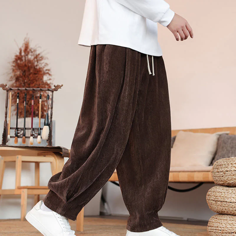 Pantaloni da uomo in cotone con tasche, casual, tinta unita e design semplice, con Buddha Stones - Image 9