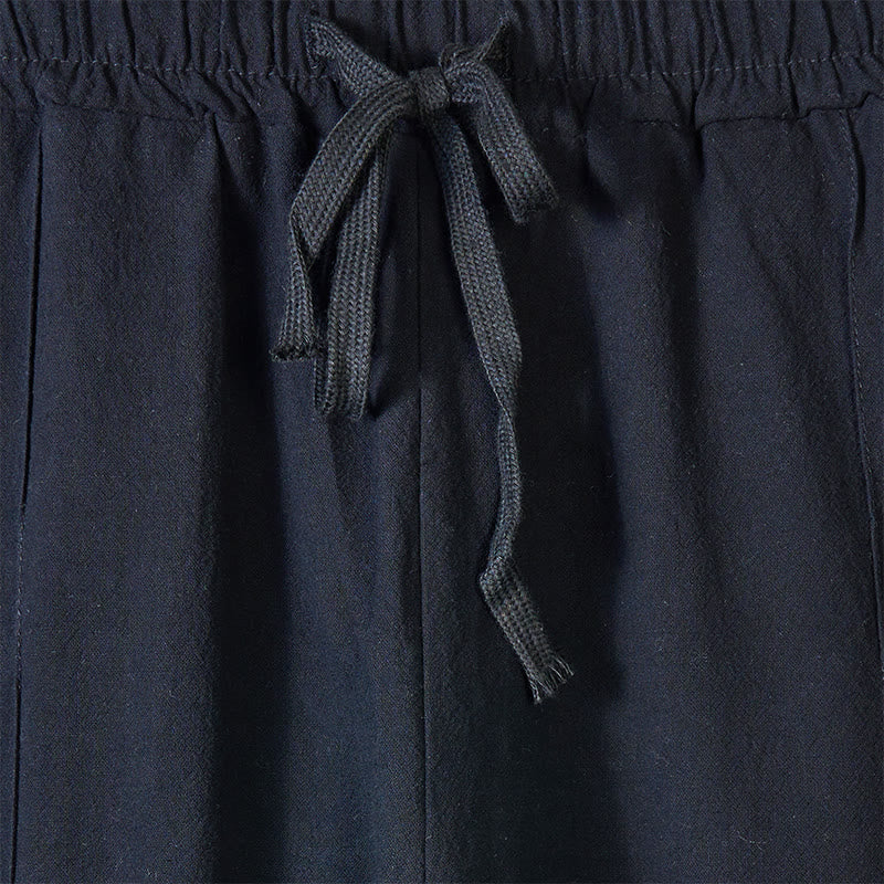 Pantaloni da uomo in cotone con tasche e bottoni laterali in tinta unita con Buddha Stones - Image 6