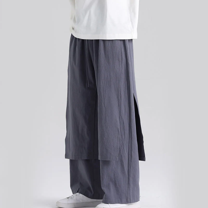 Pantaloni da uomo in cotone con tasche e motivo patchwork semplice Buddha Stones - Image 2