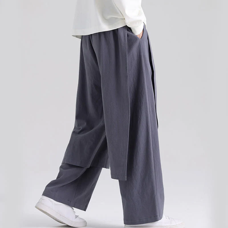 Pantaloni da uomo in cotone con tasche e motivo patchwork semplice Buddha Stones - Image 5