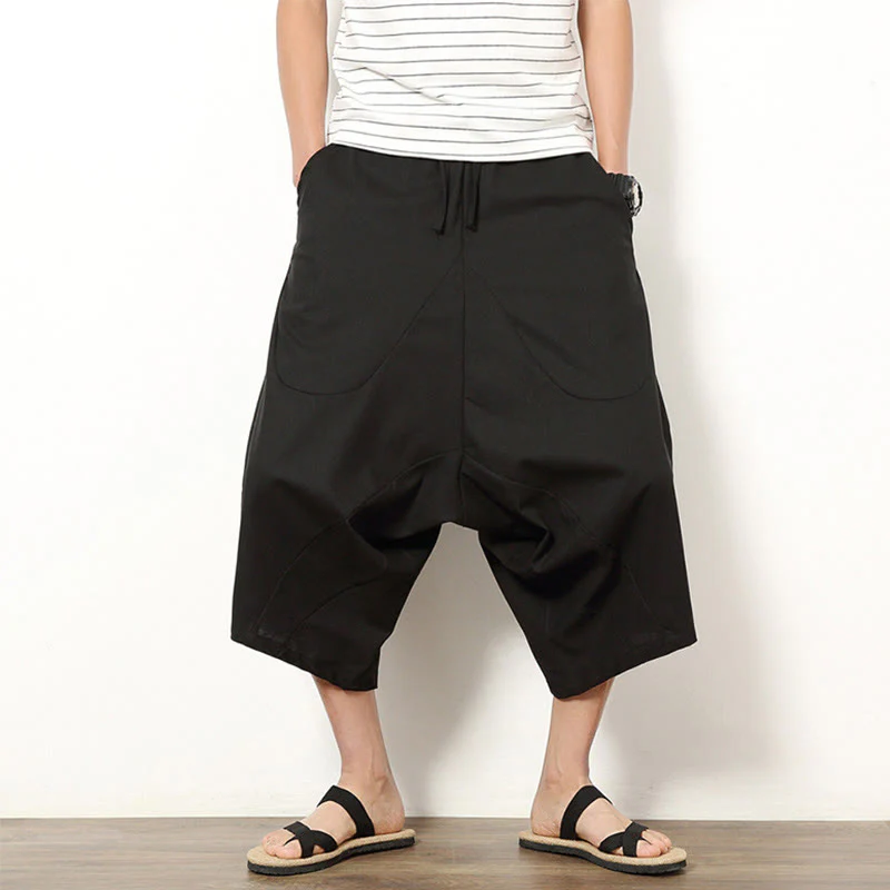 Pantaloni da uomo in cotone e lino con coulisse, modello Buddha Stones, modello primavera, semplici e patchwork, con tasche, lunghezza 7-8 - Image 18