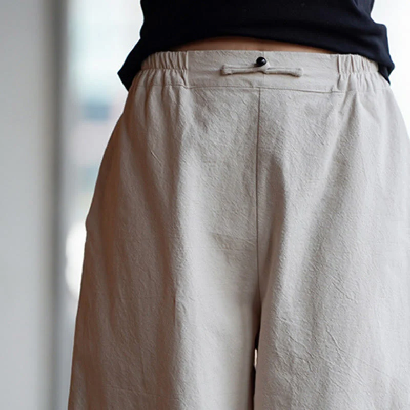 Pantaloni da uomo in cotone e lino con tasche, modello Buddha Stones Summer Plain One Chinese Frog-Botton, gamba dritta - Image 13
