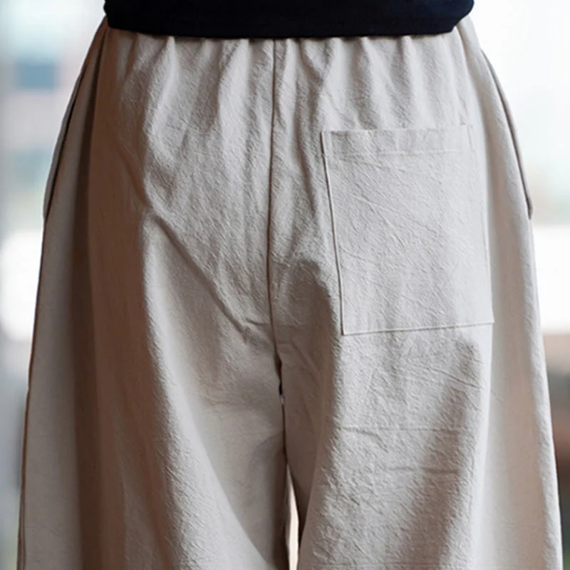 Pantaloni da uomo in cotone e lino con tasche, modello Buddha Stones Summer Plain One Chinese Frog-Botton, gamba dritta - Image 14