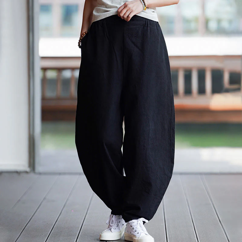 Pantaloni da uomo in cotone e lino con tasche, modello Buddha Stones Summer Plain One Chinese Frog-Botton, gamba dritta - Image 22