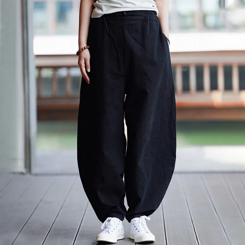 Pantaloni da uomo in cotone e lino con tasche, modello Buddha Stones Summer Plain One Chinese Frog-Botton, gamba dritta - Image 25