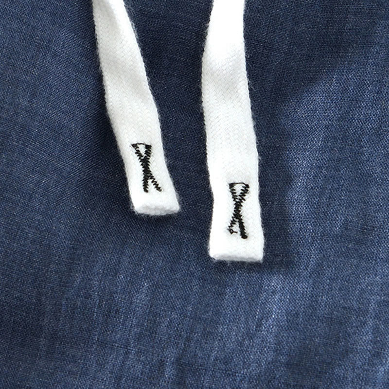 Pantaloni da uomo in lino alla caviglia con coulisse e elastico in vita, modello Buddha Stones Fall Solid, con tasche - Image 11