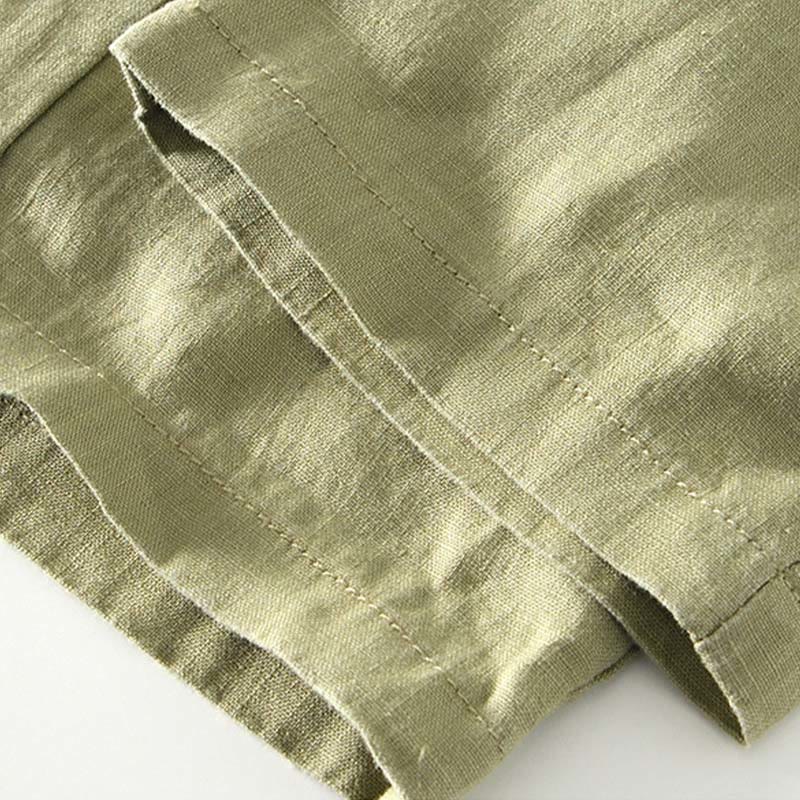 Pantaloni da uomo in lino alla caviglia con coulisse e elastico in vita, modello Buddha Stones Fall Solid, con tasche - Image 25