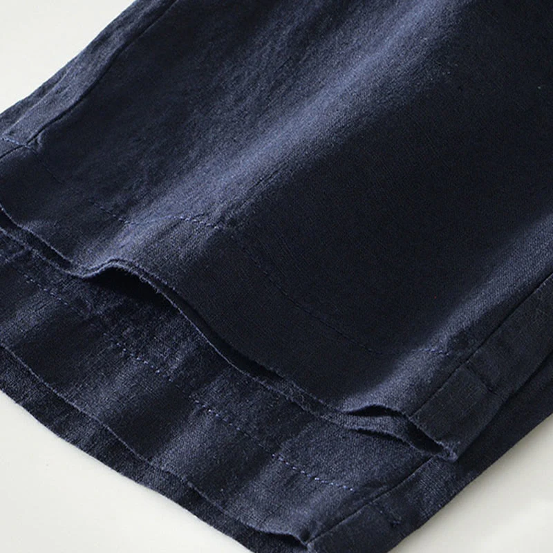 Pantaloni da uomo in lino con gamba dritta, tasche e coulisse elastica in vita, Buddha Stones Fall - Image 5