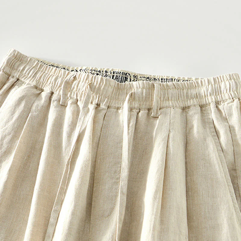 Pantaloni da uomo in lino con gamba dritta, tasche e coulisse elastica in vita, Buddha Stones Fall - Image 8