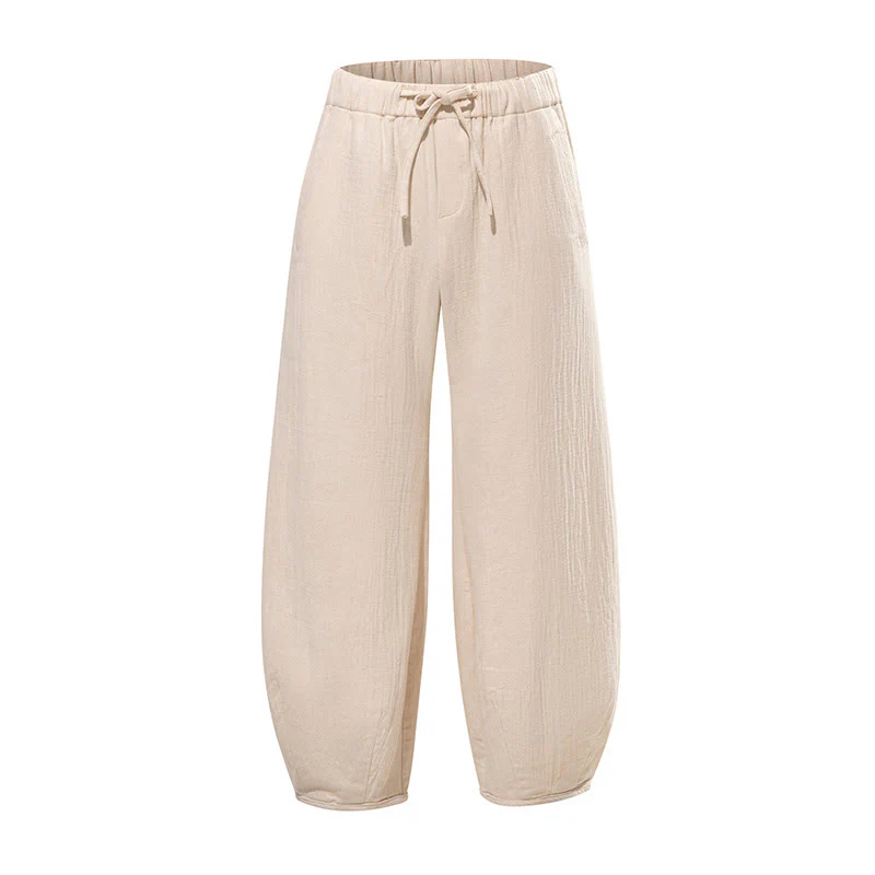 Pantaloni da uomo a gamba larga in stile zen cinese con coulisse e tasche, stile Buddha Stones Daily - Image 10