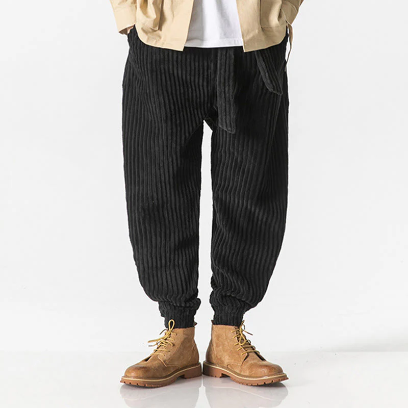 Pantaloni da uomo in velluto a coste alla caviglia con tasche, tinta unita, modello Buddha Stones Winter - Image 17