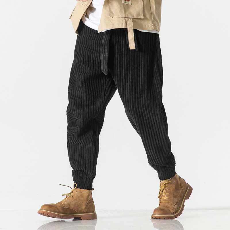 Pantaloni da uomo in velluto a coste alla caviglia con tasche, tinta unita, modello Buddha Stones Winter - Image 18