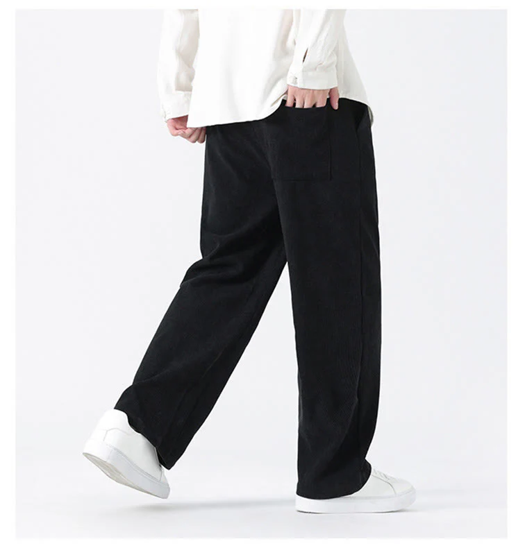 Pantaloni da uomo in velluto a coste con coulisse, tasche e bottoni a rana , Buddha Stones Fall Solid - Image 16