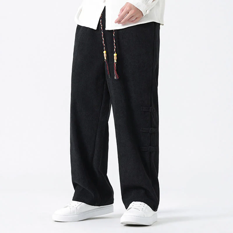 Pantaloni da uomo in velluto a coste con coulisse, tasche e design a rana cinese semplice Buddha Stones - Image 16