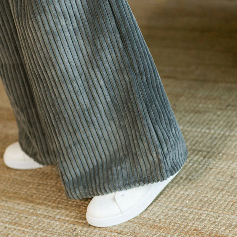 Pantaloni da uomo in velluto a coste di cotone a gamba larga con coulisse e tasche Buddha Stones Commute - Image 28