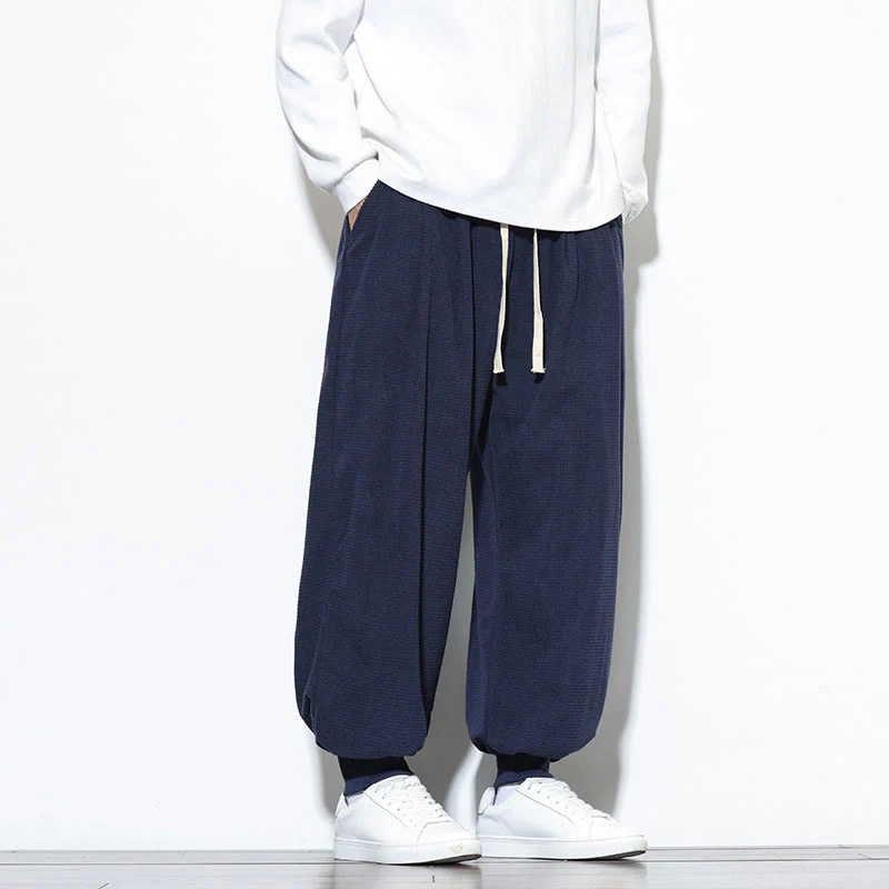 Pantaloni da uomo in velluto a coste di cotone con coulisse, modello semplice, modello Buddha Stones Fall Plain con tasche - Image 47