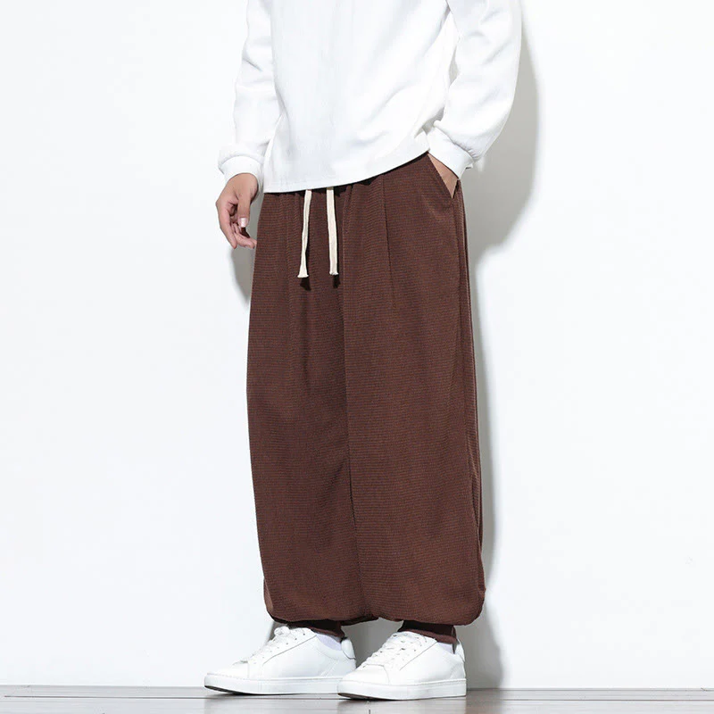 Pantaloni da uomo in velluto a coste di cotone con coulisse, modello semplice, modello Buddha Stones Fall Plain con tasche - Image 62